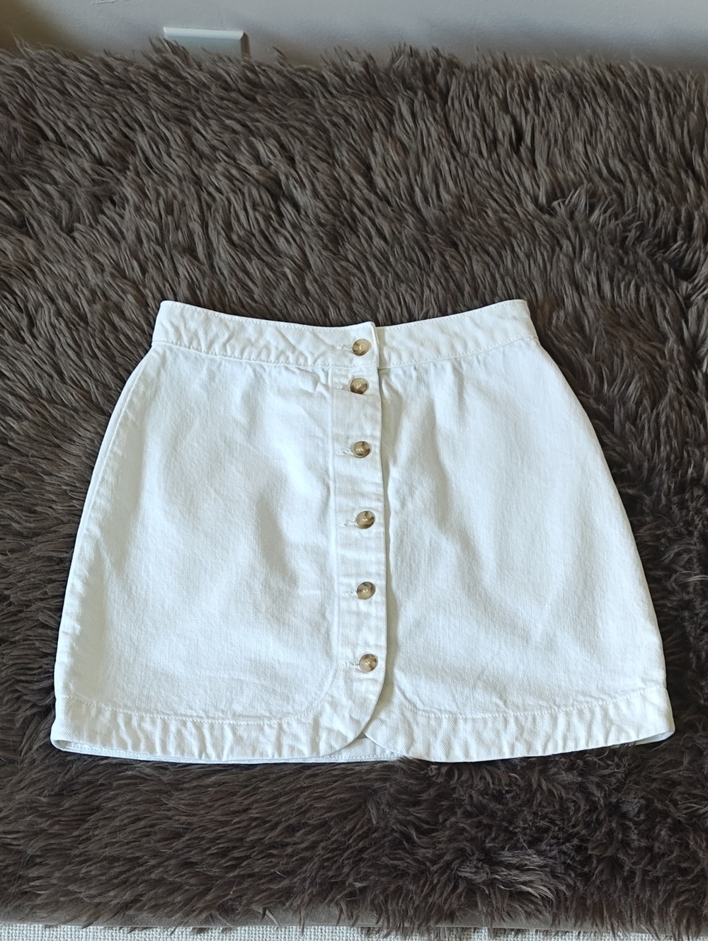 Sézane Lisa White Button-Front Mini Skirt